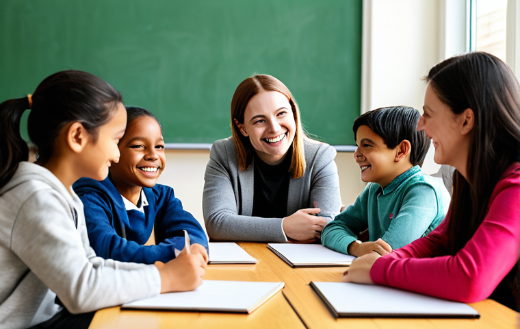 Empathetic Learning Environment**

"A diverse group of fully clothed students engaged in a collaborative project around a table in a bright, modern classroom. The instructor is smiling warmly and providing guidance. Focus on positive interaction and inclusivity. Safe for work, appropriate content, fully clothed, professional learning environment, perfect anatomy, natural proportions, modest attire, family-friendly."

**