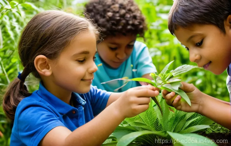 체험 기반 교육과 인성 교육의 결합 - **Prompt:** A diverse group of children, aged between 8 and 12, are actively engaged in an outdoor b...