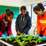 체험 기반 교육과 디지털 학습 - **Prompt 1: Learning by Doing with Community Impact**
    A vibrant and diverse group of Brazilian t...