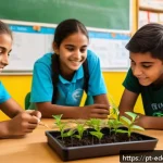 Home 13 체험 기반 교육의 글로벌 사례 - A vibrant classroom scene in a Brazilian public school where diverse teenage students collaborate on...
